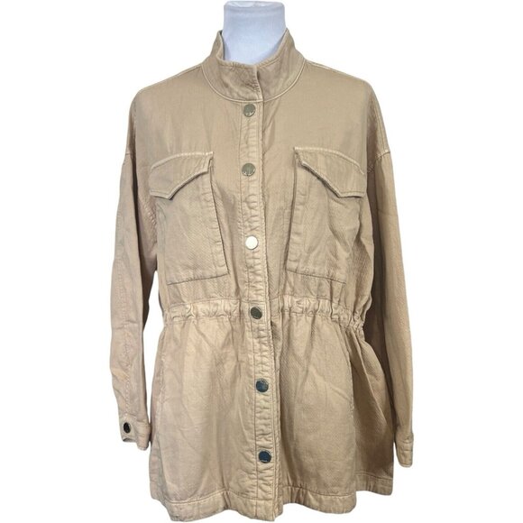 Habitual Jackets & Blazers - Habitual Utility Jacket‎ Woman Plus Size 1 X Cotton Kassidy Drawstring Waist Tan